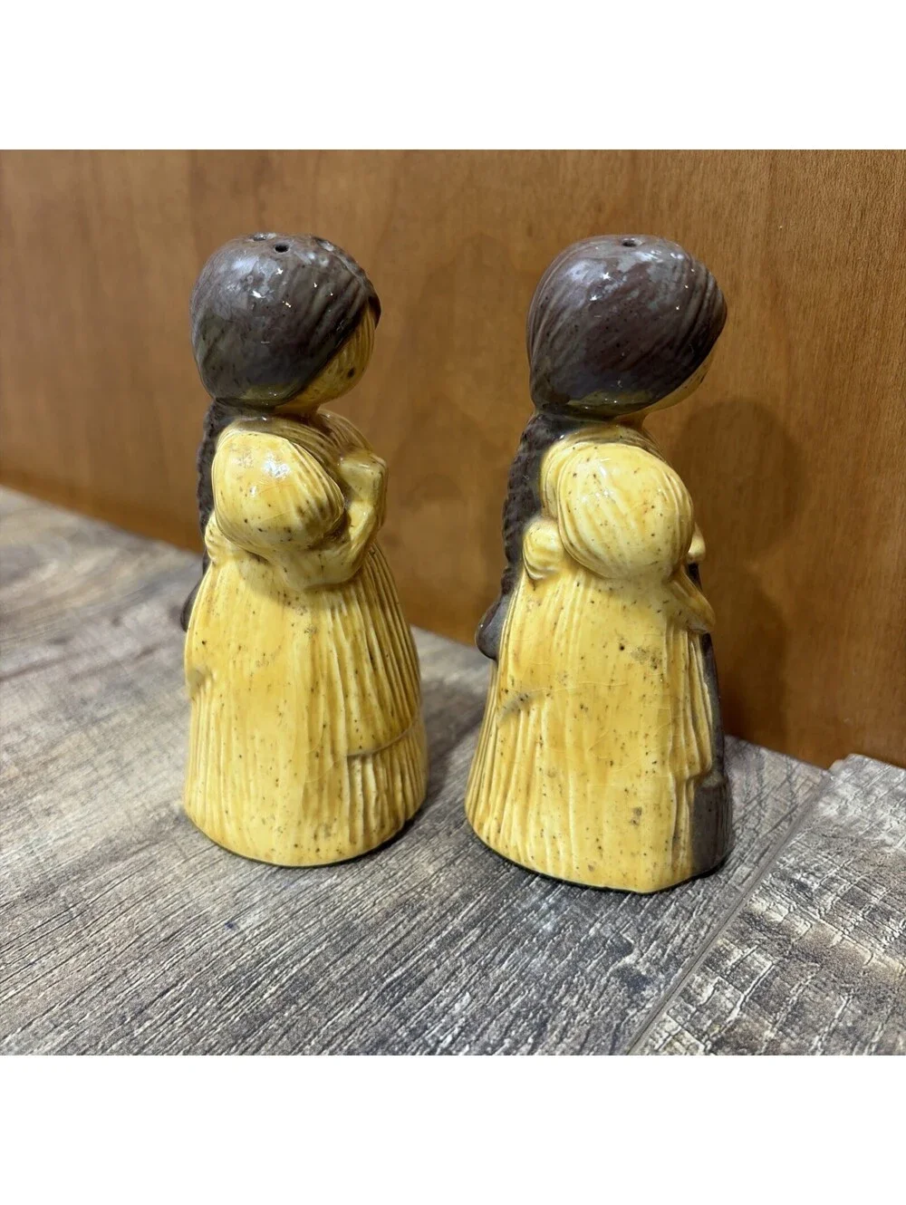 Vintage Salt And Pepper Shakers Corn Husk Doll Prairie Harvest Girl Maiden 4.25